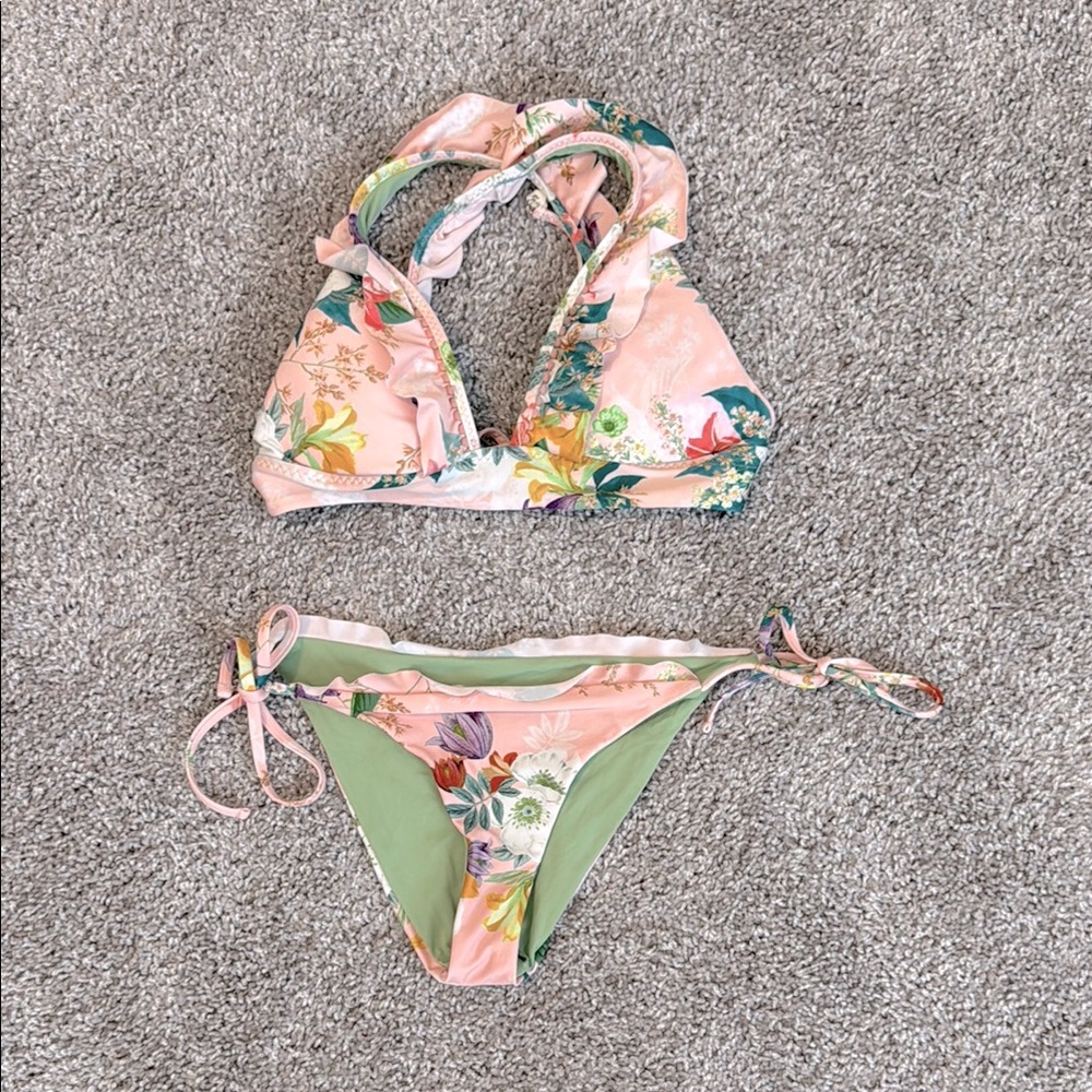 Isabella Rose Swim Blossoms Floral Bikini Set in Pink - Size S